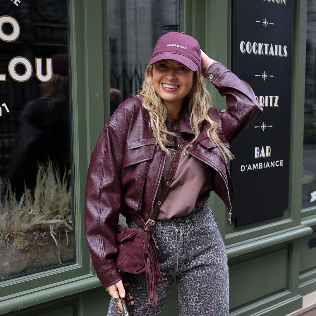 Veste biker bordeaux