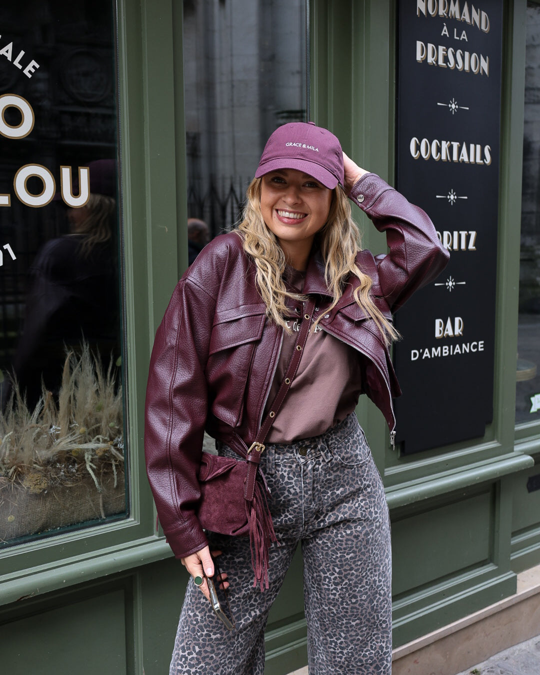 Veste biker bordeaux