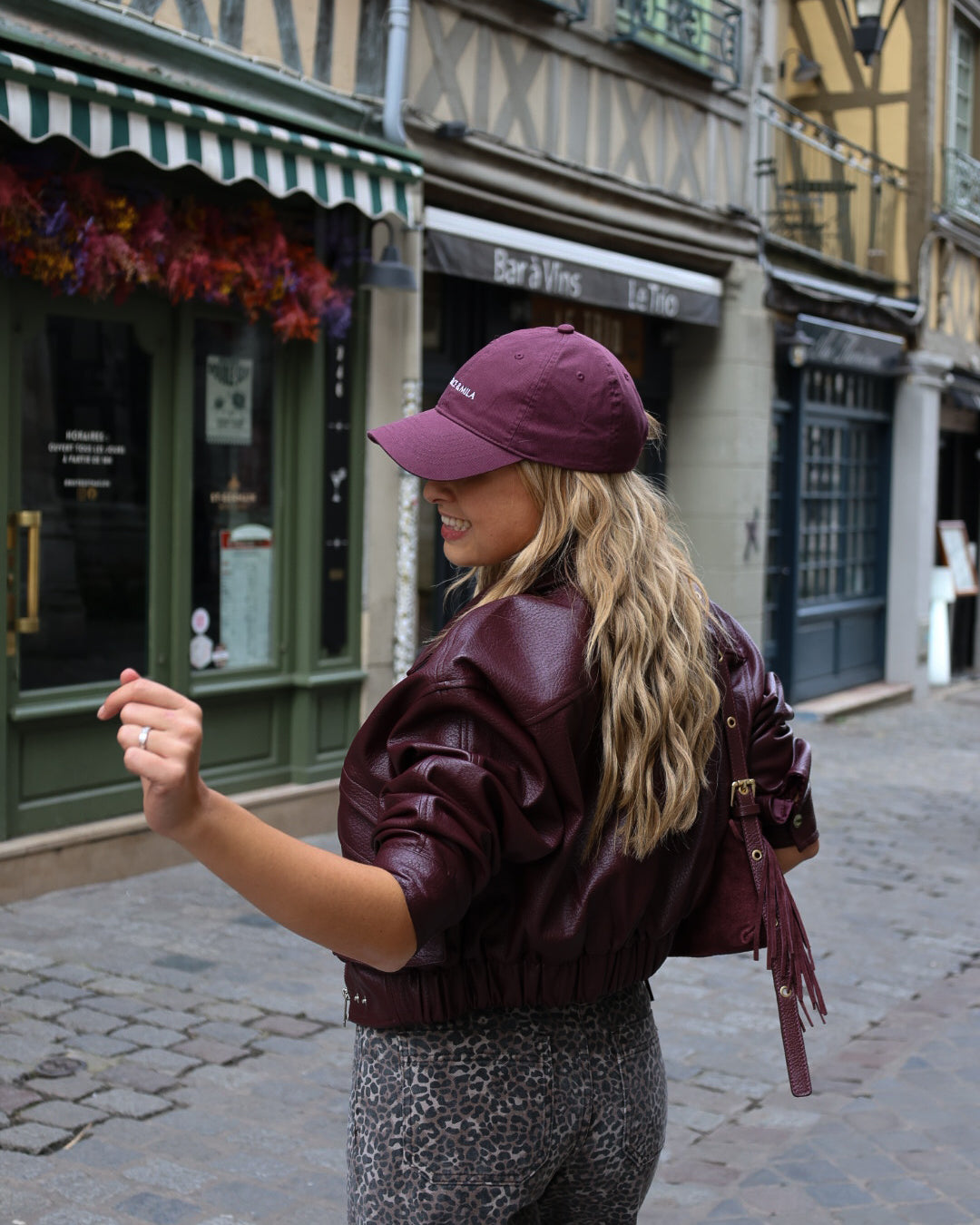 Veste biker bordeaux