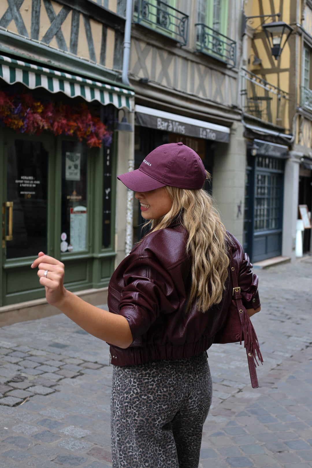 Veste biker bordeaux