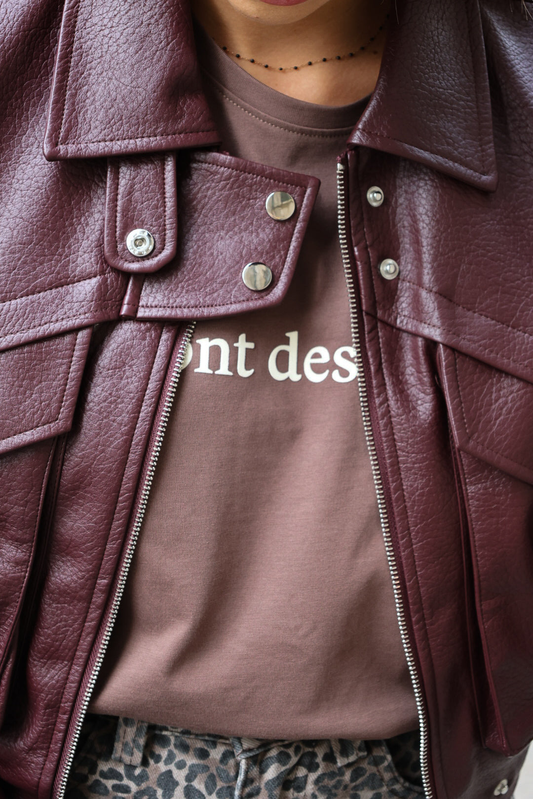Veste biker bordeaux