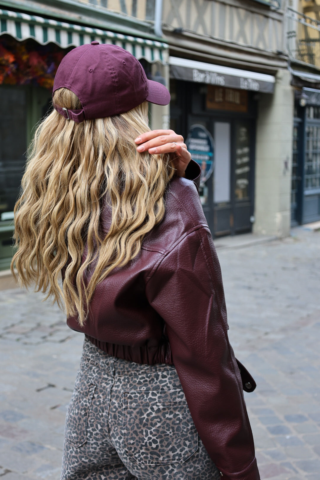 Veste biker bordeaux