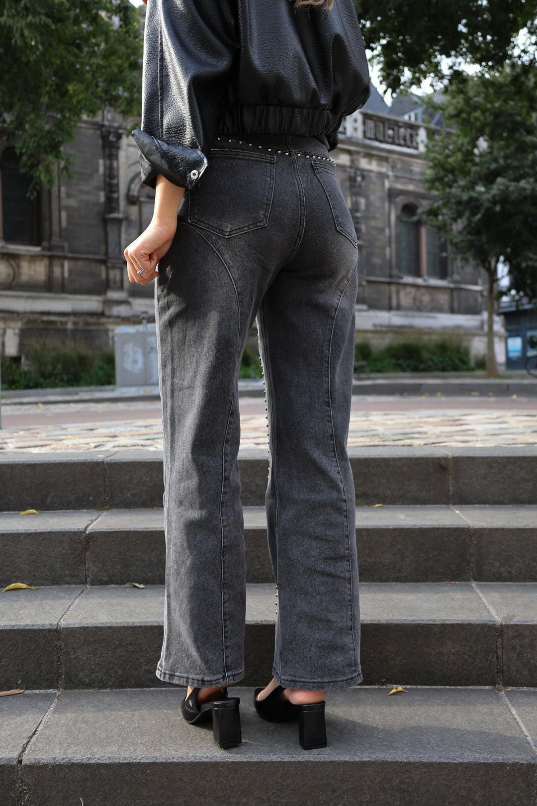 Jeans "soho" noir délavé