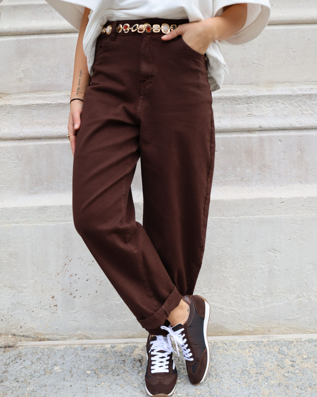 Jeans "Gabin" ballon choco