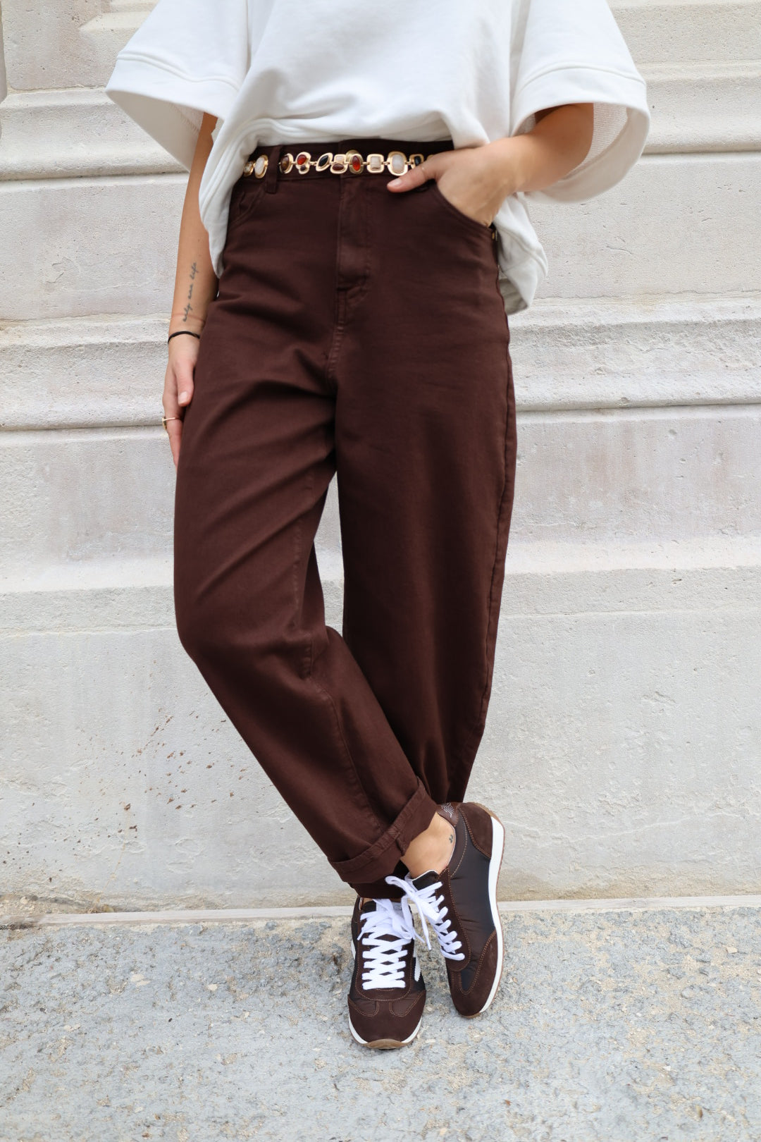 Jeans "Gabin" ballon choco