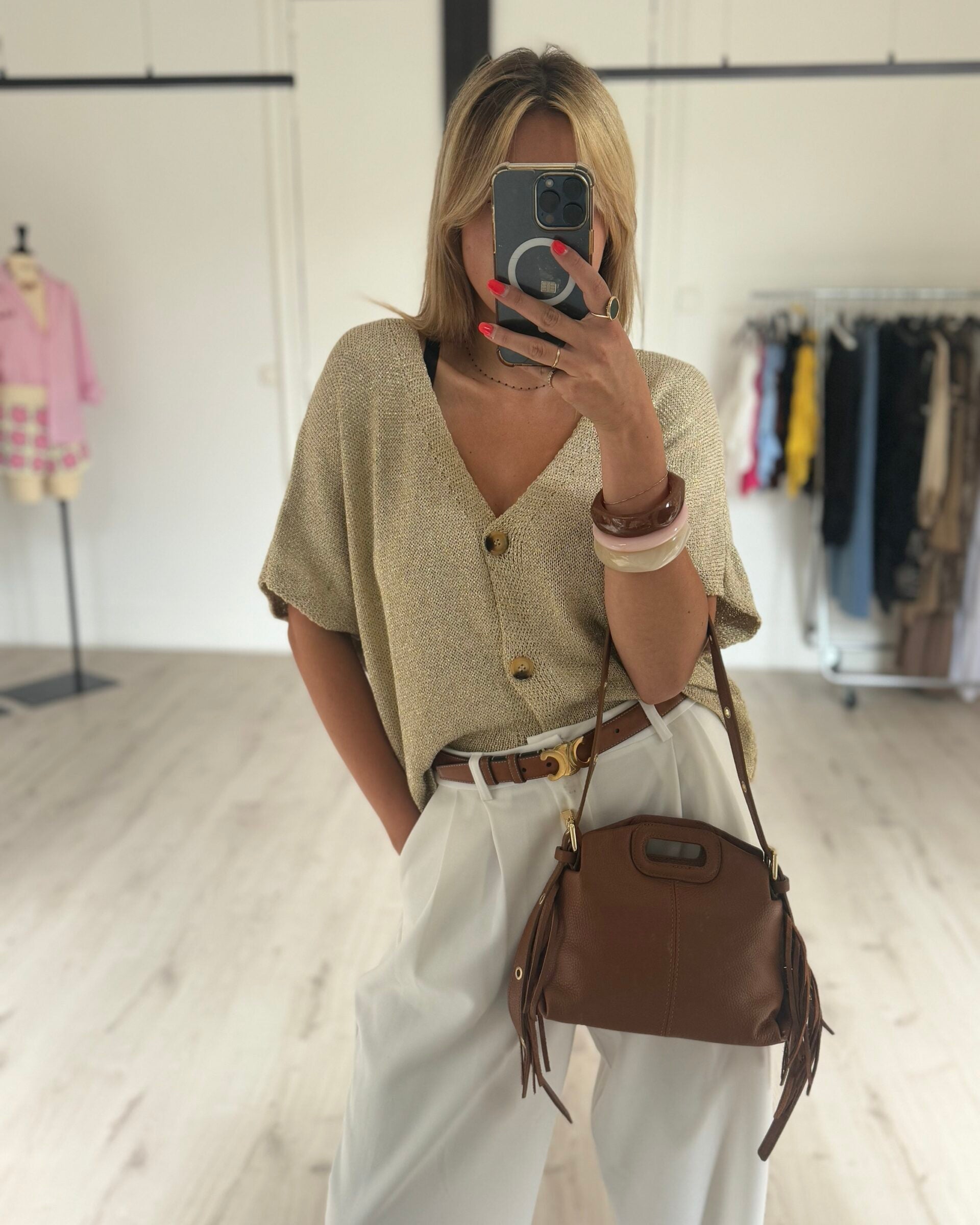 Sac en cuir camel SANA