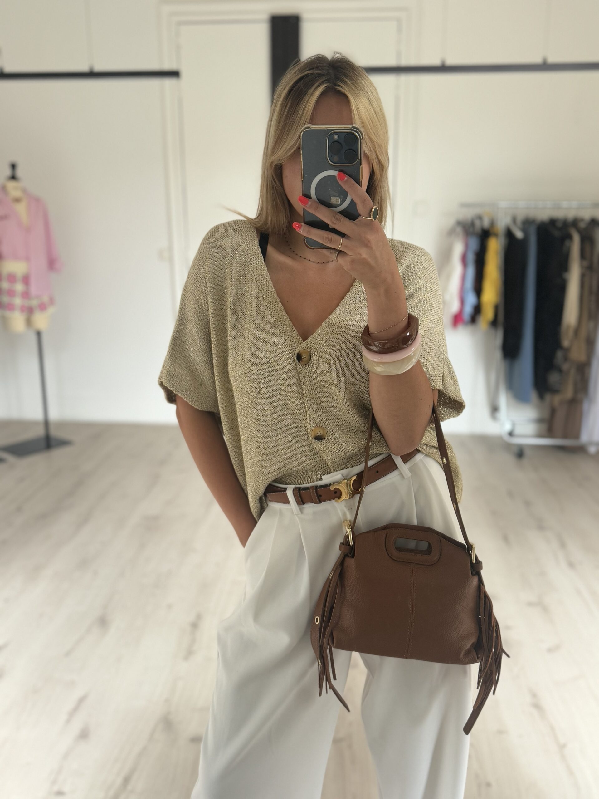 Sac en cuir camel SANA