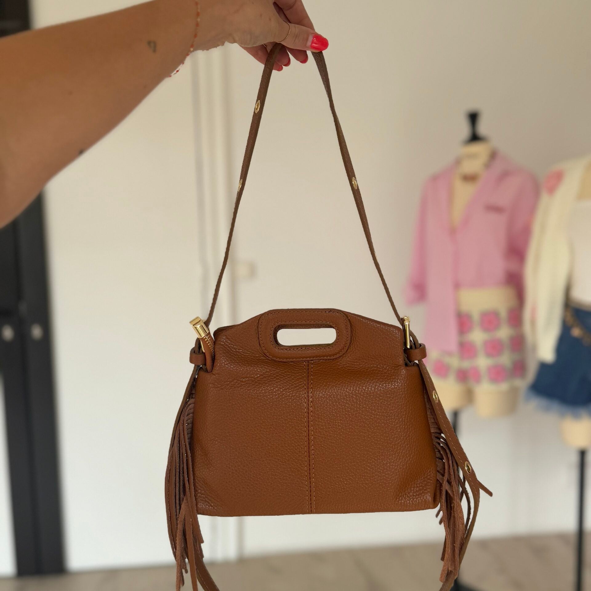 Sac en cuir camel SANA