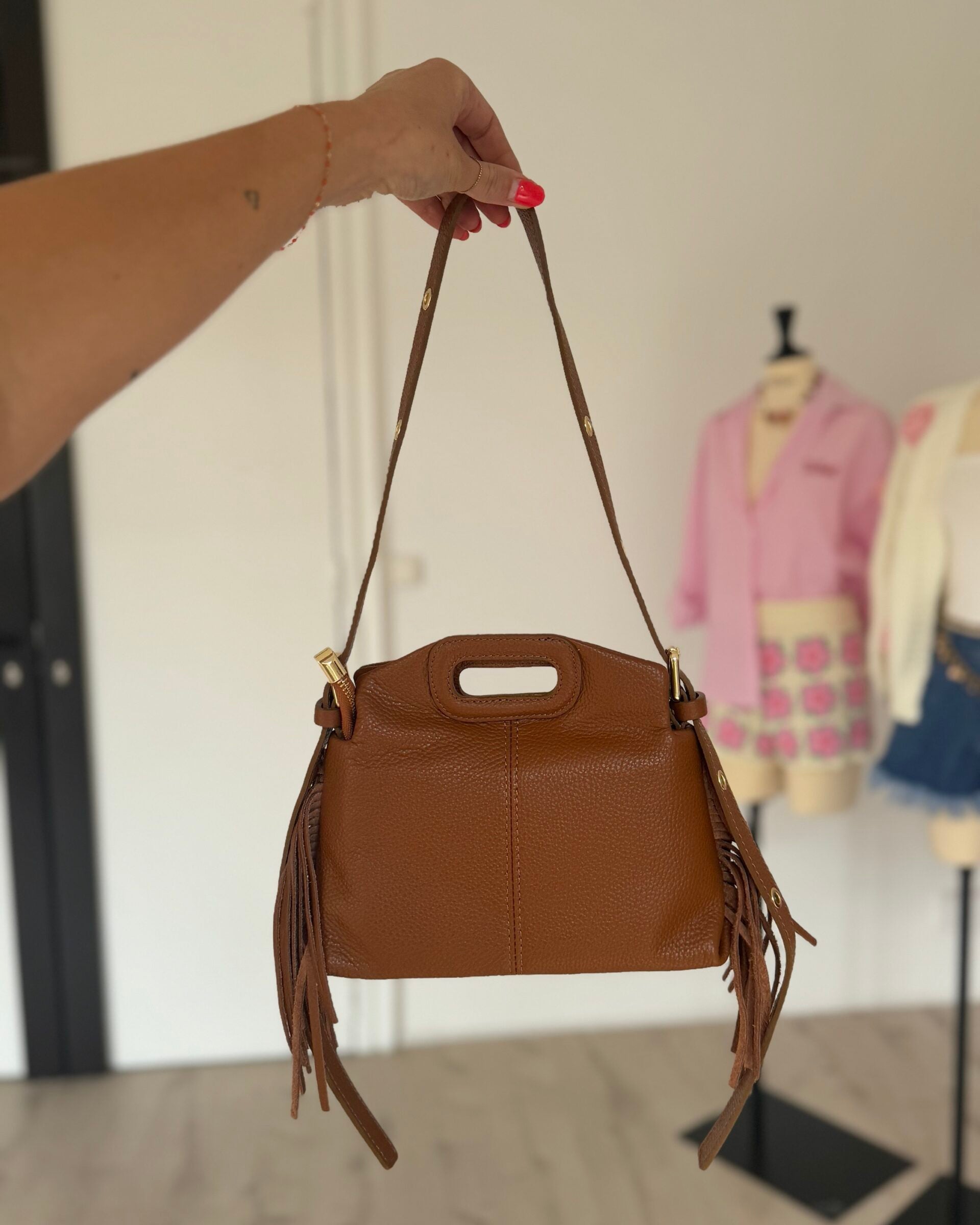 Sac en cuir camel SANA