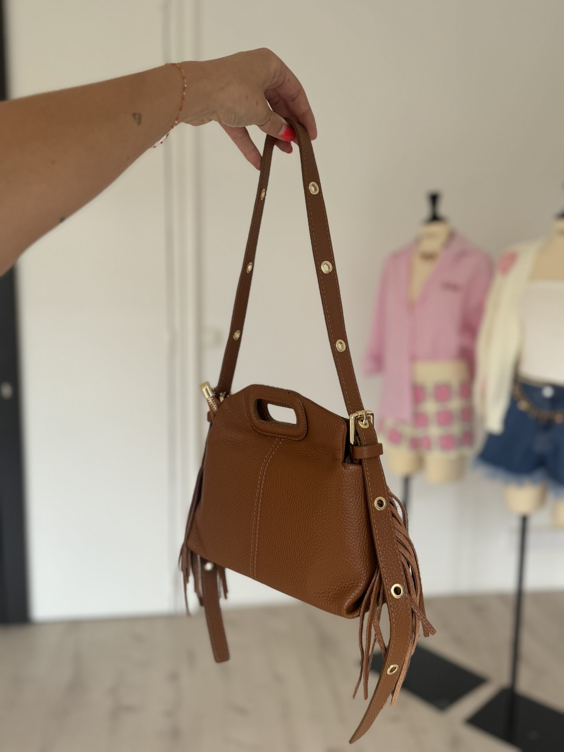 Sac en cuir camel SANA