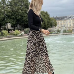 Jupe plissée léopard - Jade & Lisa