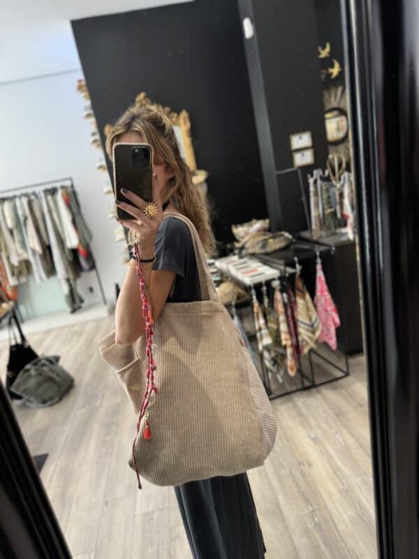 Sac en velours beige - Jade & Lisa