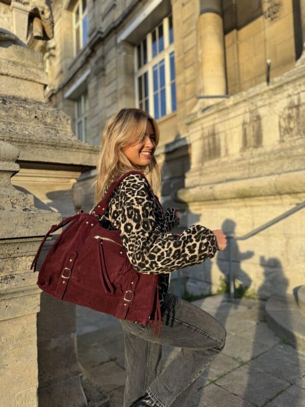 Grand sac MIA velours bordeaux - Jade & Lisa