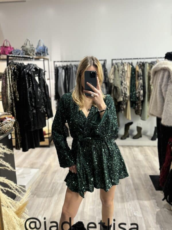 Combi short sequin verte - Jade & Lisa