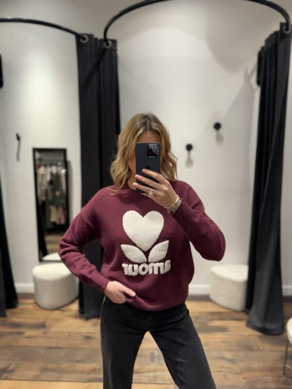 Pull « amour » bordeaux - Jade & Lisa